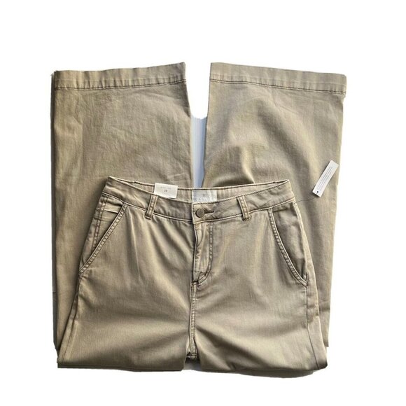 NEW CASLON Nordstrom Wide Leg High Waist Crop Chino Pant Trouser Size 28 Tan - Picture 2 of 10